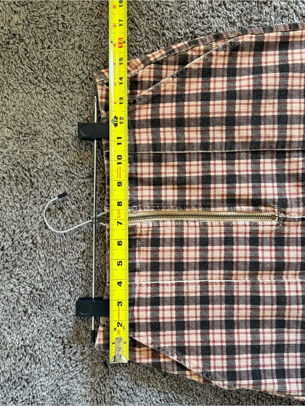 wild fable Corduroy Pink and Brown Plaid Front-Zip Mini Skirt - Picture 8 of 8